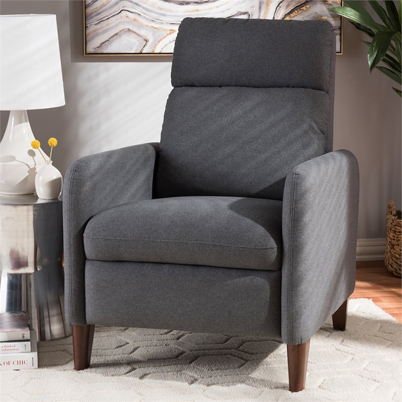Baxton Studio Casanova Recliner in Gray and Walnut
