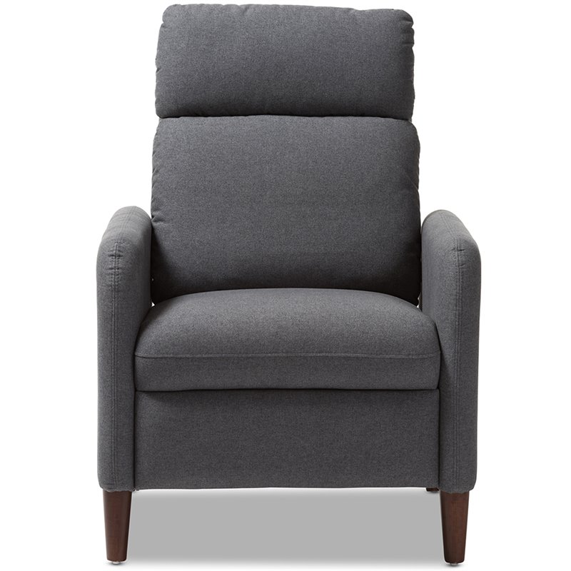 Baxton Studio Casanova Recliner in Gray and Walnut