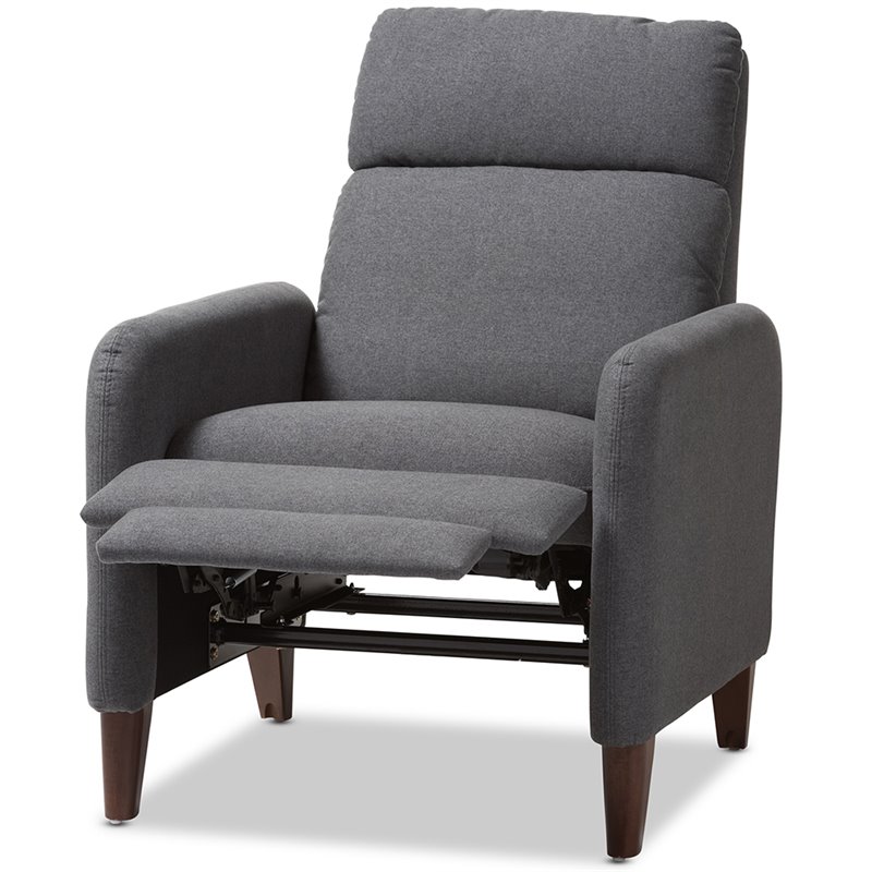 Baxton Studio Casanova Recliner in Gray and Walnut
