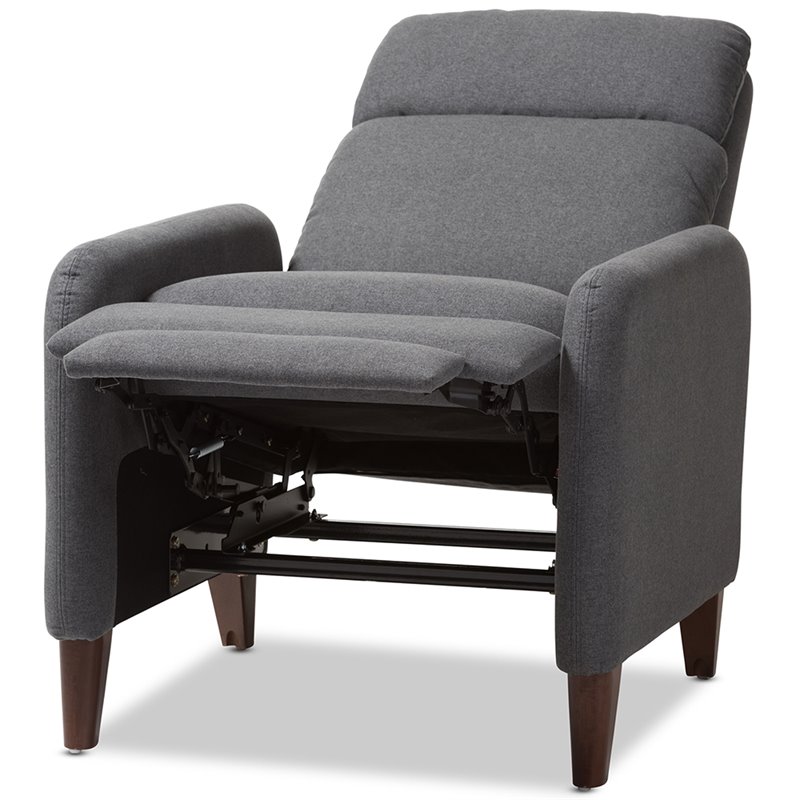 Baxton Studio Casanova Recliner in Gray and Walnut