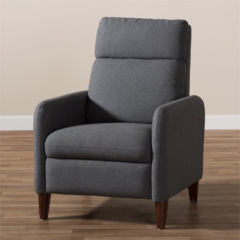 Baxton Studio Casanova Recliner in Gray and Walnut