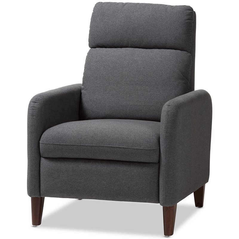 Baxton Studio Casanova Recliner in Gray and Walnut