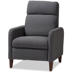 Baxton Studio Casanova Recliner in Gray and Walnut