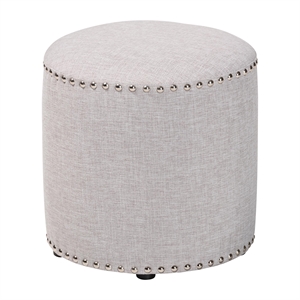 Baxton Studio Rosine 14&quot Round Pouf in Light Gray