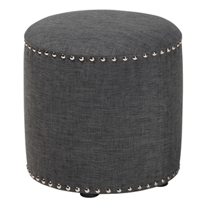 Baxton Studio Rosine 14&quot Round Pouf in Dark Gray