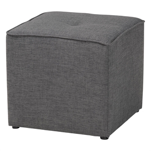 Baxton Studio Corinne 16&quot Square Ottoman in Dark Gray