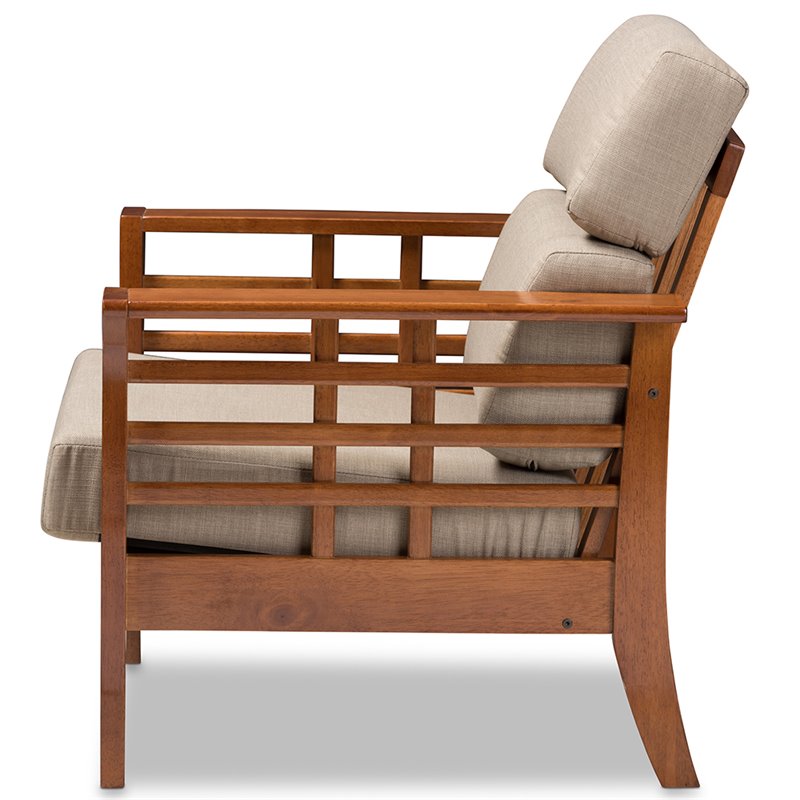 Baxton Studio Larissa Accent Chair in Dark Beige and Cherry