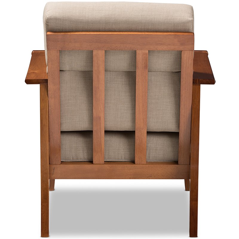Baxton Studio Larissa Accent Chair in Dark Beige and Cherry