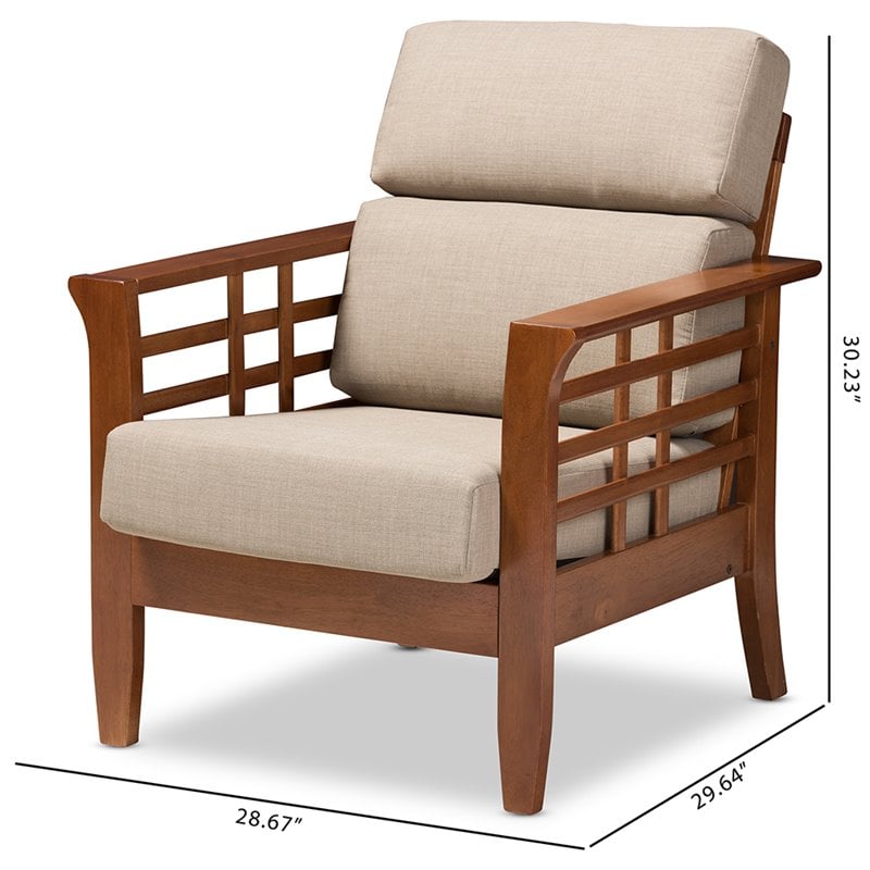 Baxton Studio Larissa Accent Chair in Dark Beige and Cherry