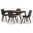 Baxton Studio Sugar 5 Piece Dining Set in Dark Gray and Walnut Brown