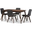 Baxton Studio Sugar 5 Piece Dining Set in Dark Gray and Walnut Brown