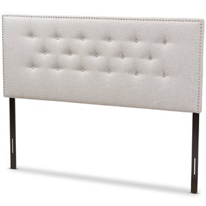 Baxton Studio Windsor Tufted Queen Panel Headboard in Grayish Beige