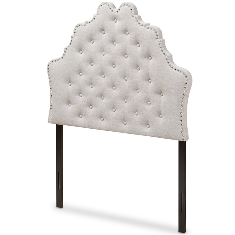Baxton Studio Hilda Tufted Twin Panel Headboard in Grayish Beige