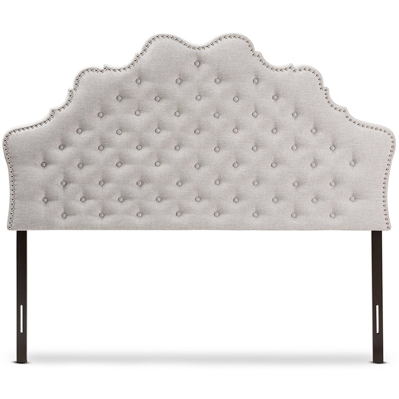Baxton Studio Hilda Tufted Queen Panel Headboard in Grayish Beige