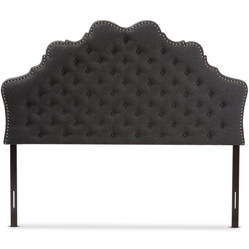 Baxton Studio Hilda Tufted Queen Panel Headboard in Dark Gray