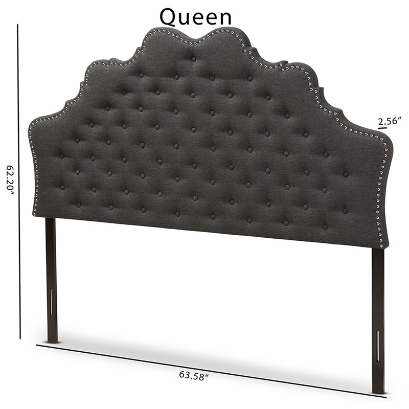 Baxton Studio Hilda Tufted Queen Panel Headboard in Dark Gray