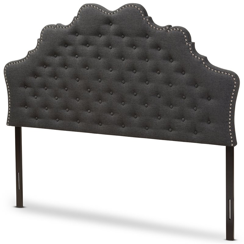 Baxton Studio Hilda Tufted Queen Panel Headboard in Dark Gray