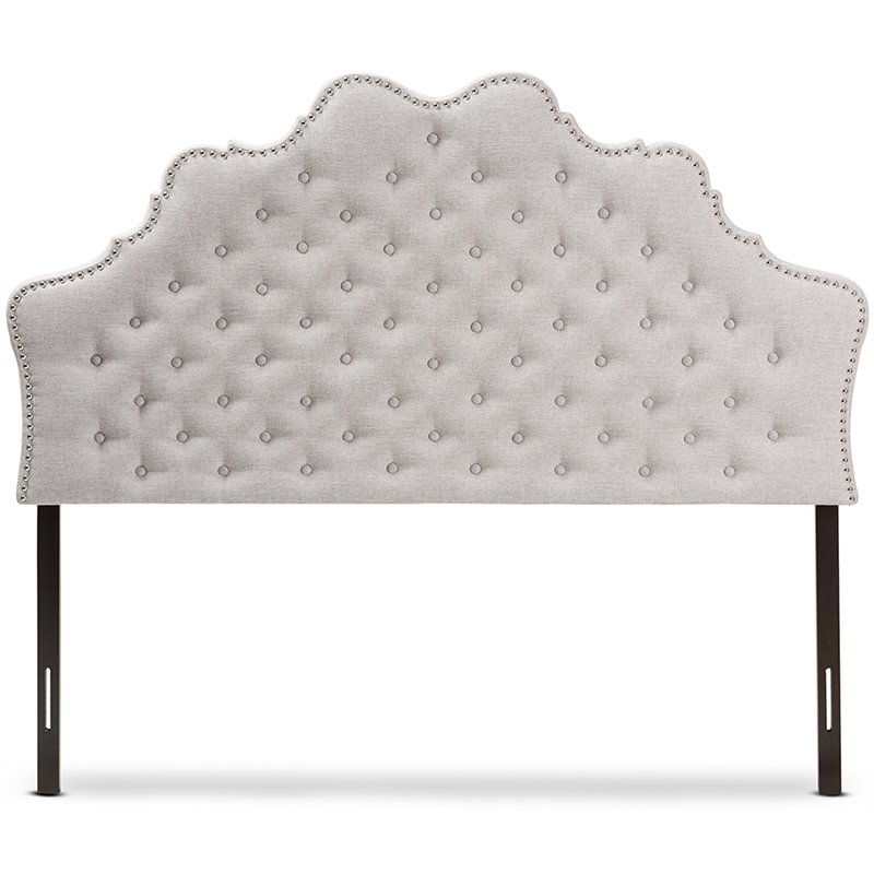 Baxton Studio Hilda Tufted King Panel Headboard in Grayish Beige