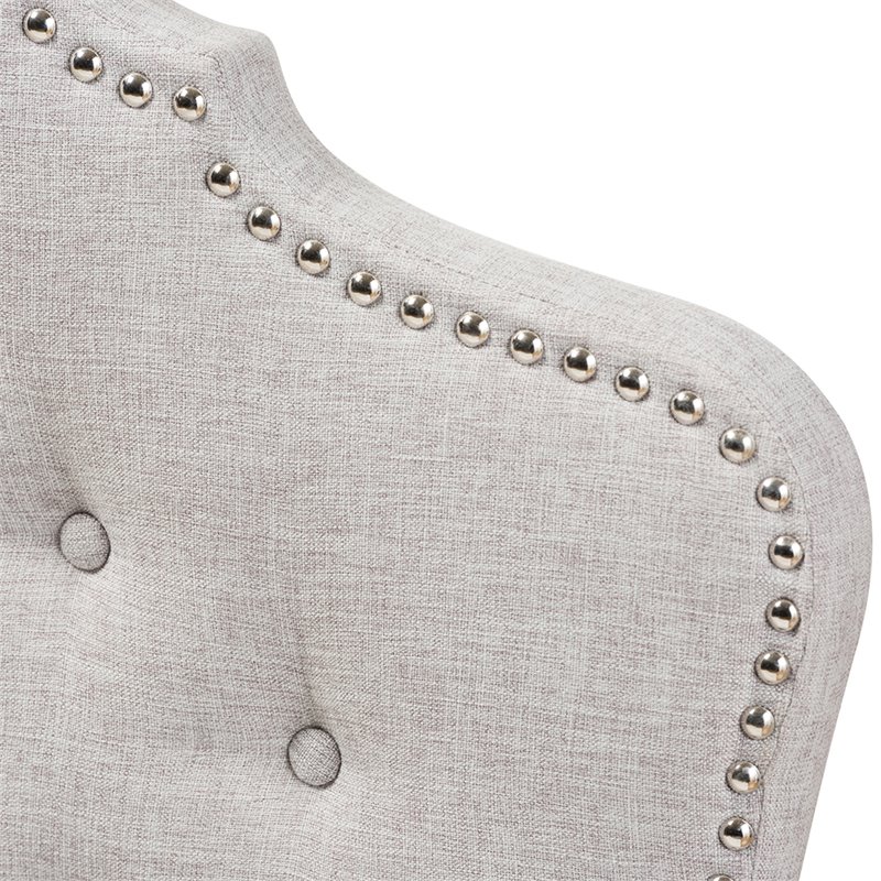 Baxton Studio Hilda Tufted King Panel Headboard in Grayish Beige