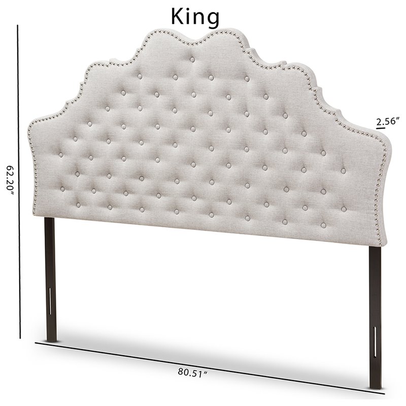 Baxton Studio Hilda Tufted King Panel Headboard in Grayish Beige