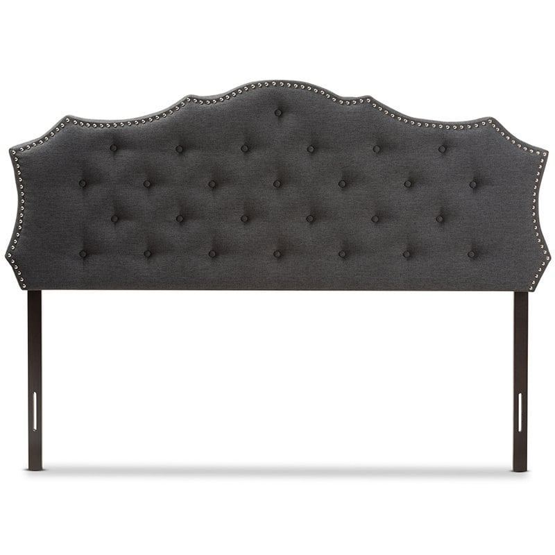 Baxton Studio Aurora Tufted King Panel Headboard in Dark Gray