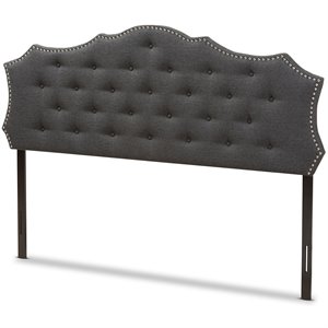 Baxton Studio Aurora Tufted King Panel Headboard in Dark Gray
