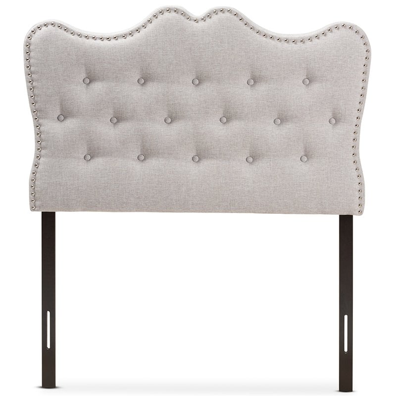 Baxton Studio Emma Tufted Twin Panel Headboard in Grayish Beige