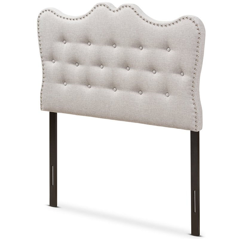 Baxton Studio Emma Tufted Twin Panel Headboard in Grayish Beige