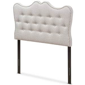 Baxton Studio Emma Tufted Twin Panel Headboard in Grayish Beige