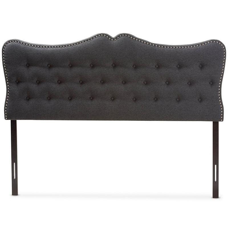 Baxton Studio Emma Tufted Queen Panel Headboard in Dark Gray