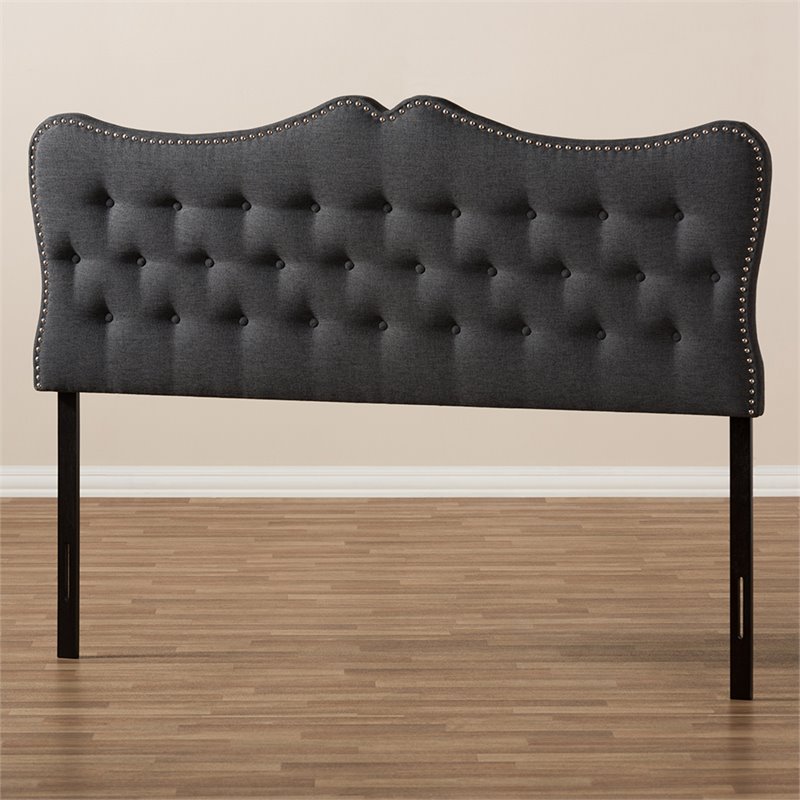 Baxton Studio Emma Tufted Queen Panel Headboard in Dark Gray
