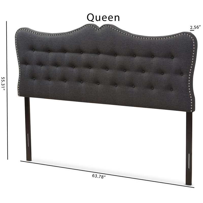 Baxton Studio Emma Tufted Queen Panel Headboard in Dark Gray