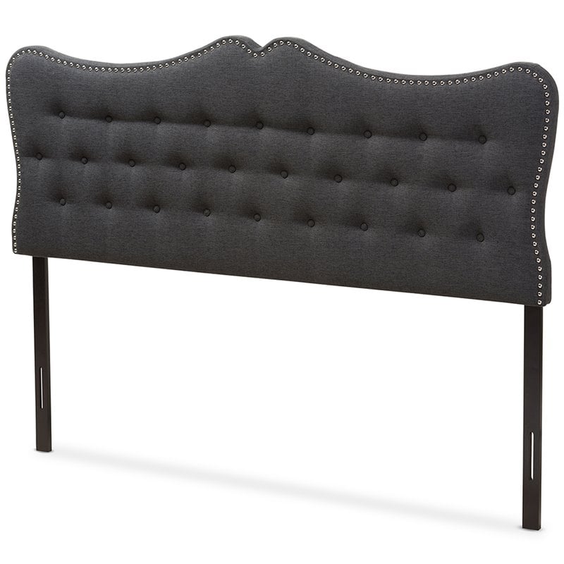 Baxton Studio Emma Tufted Queen Panel Headboard in Dark Gray