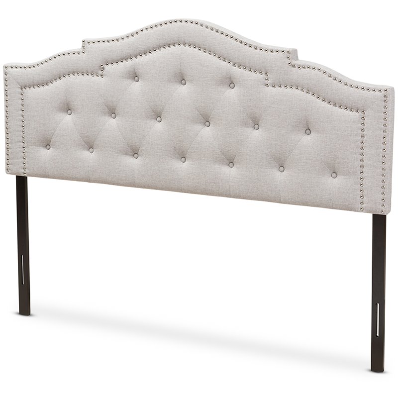 Baxton Studio Edith Tufted Full Panel Headboard in Grayish Beige