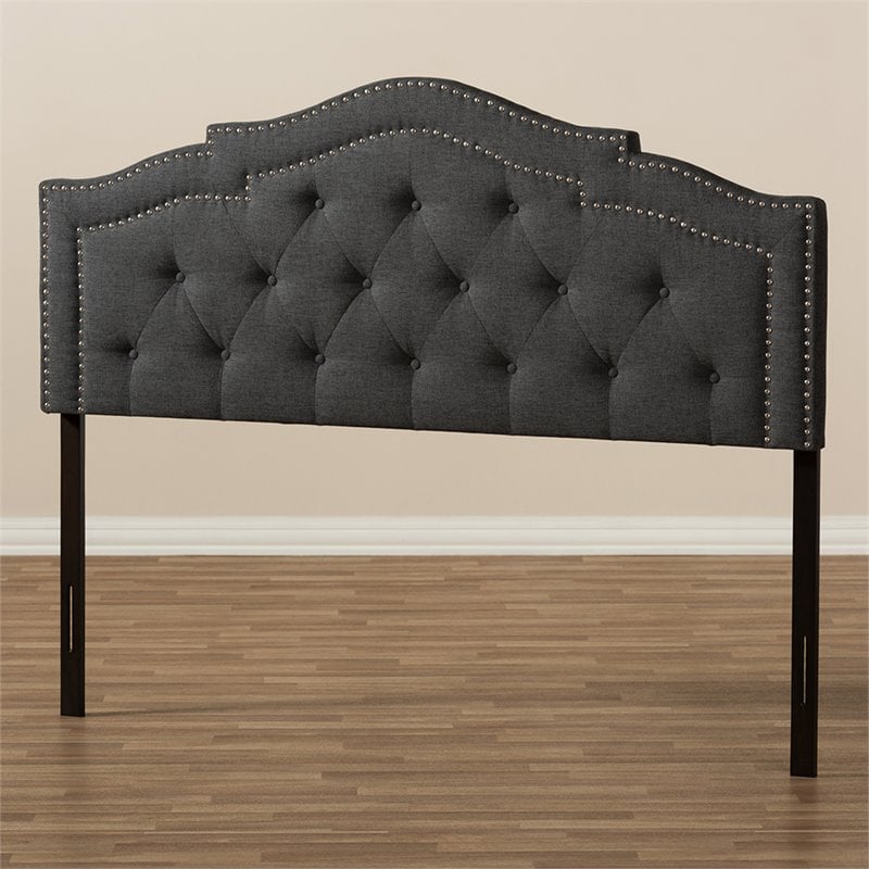 Baxton Studio Edith Tufted Queen Panel Headboard in Dark Gray