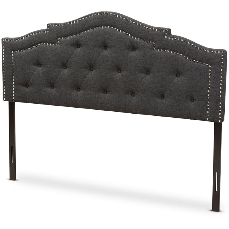 Baxton Studio Edith Tufted Queen Panel Headboard in Dark Gray