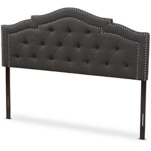 Baxton Studio Edith Tufted Queen Panel Headboard in Dark Gray