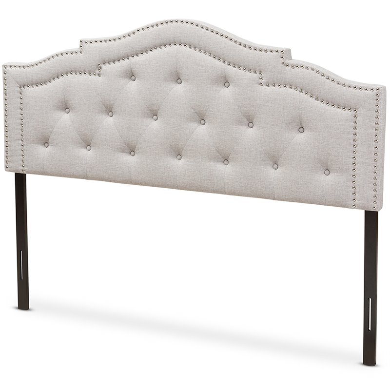 Baxton Studio Edith Tufted King Panel Headboard in Grayish Beige Fabric