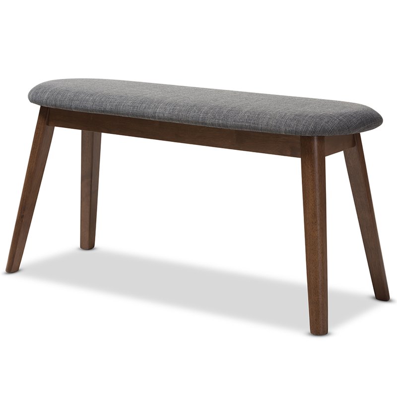 Baxton Studio Easton Upholstered Bench in Dark Gray and Walnut Brown