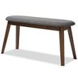 Baxton Studio Easton Upholstered Bench in Dark Gray and Walnut Brown