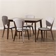 Baxton Studio Tarelle 5 Piece Dining Set in Light Gray and Brown