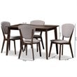 Baxton Studio Tarelle 5 Piece Dining Set in Light Gray and Brown