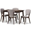Baxton Studio Tarelle 5 Piece Dining Set in Light Gray and Brown