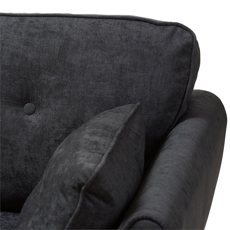 Baxton Studio Miranda 2 Piece Tufted Sofa Set in Dark Gray