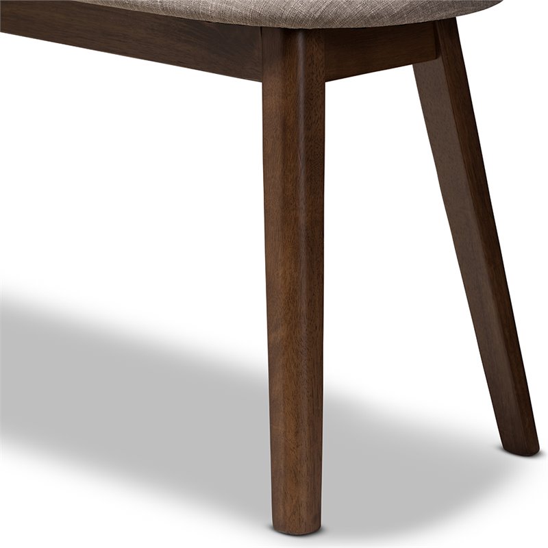 Baxton Studio Easton Upholstered Bench in Light Gray and Walnut Brown