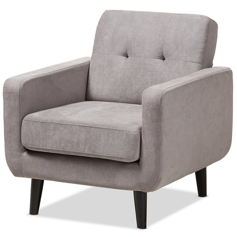 Baxton Studio Carina Tufted Accent Chair in Light Gray