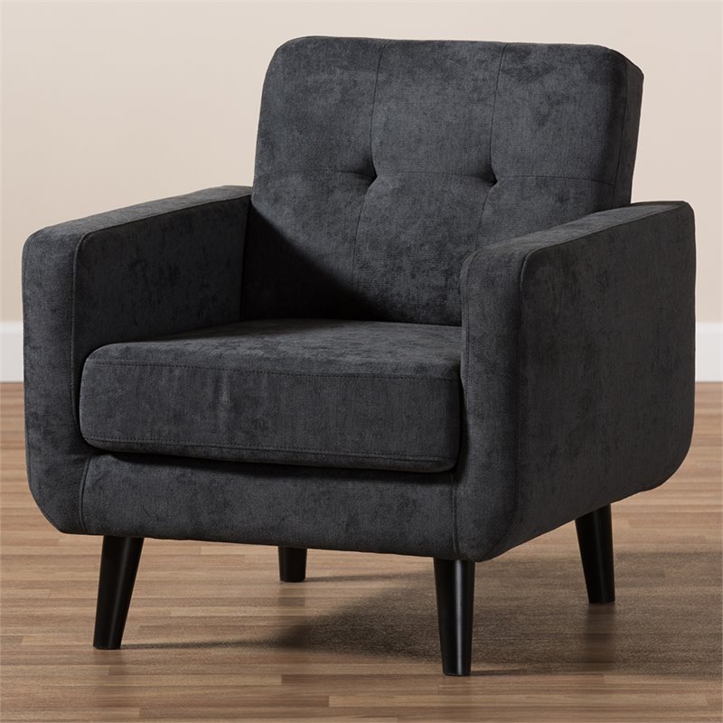 Baxton Studio Carina Tufted Accent Chair in Dark Gray