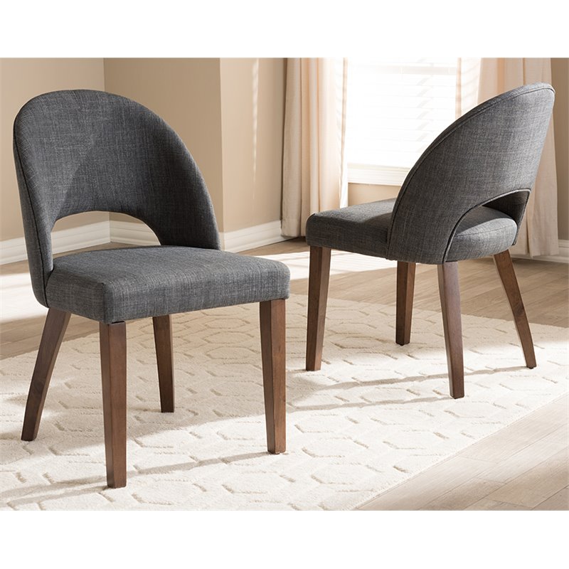 Baxton Studio Wesley Upholstered Dining Side Chair in Gray (Set of 2)