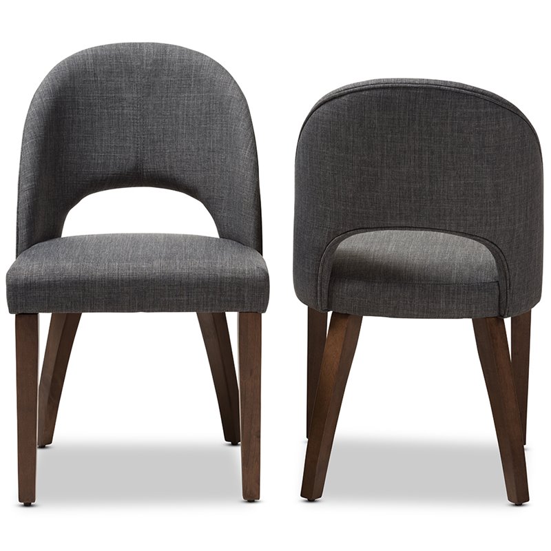 Baxton Studio Wesley Upholstered Dining Side Chair in Gray (Set of 2)