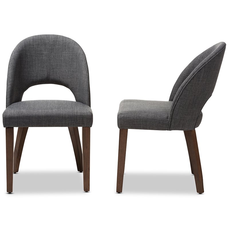 Baxton Studio Wesley Upholstered Dining Side Chair in Gray (Set of 2)